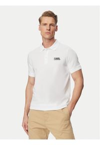 Karl Lagerfeld - KARL LAGERFELD Polo 745780 500235 Biały Regular Fit. Typ kołnierza: polo. Kolor: biały. Materiał: bawełna #1