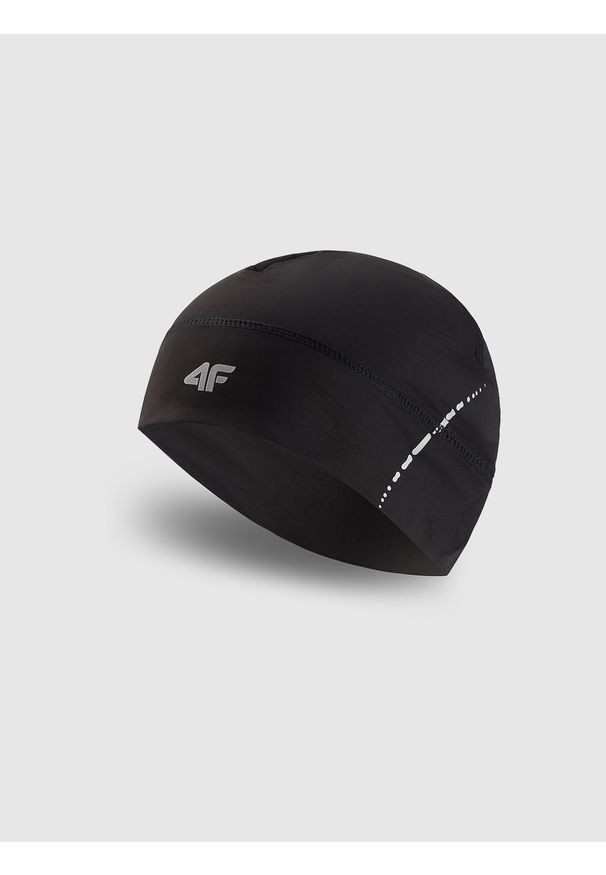 4f - 4F Czapka do biegania uniseks - czarna S/M. Kolor: czarny. Materiał: syntetyk, materiał, elastan. Styl: klasyczny, sportowy