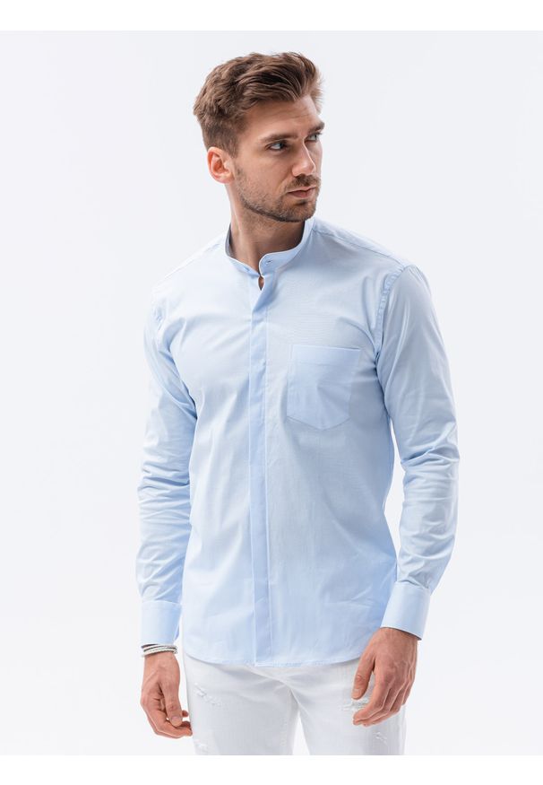 Niebieska koszula Ombre Clothing długa, z długim rękawem
