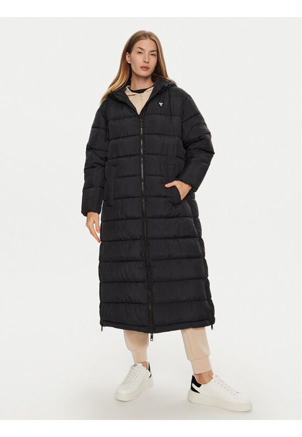 Guess Płaszcz zimowy V4BL04 WFYE2 Czarny Regular Fit. Kolor: czarny. Materiał: syntetyk. Sezon: zima