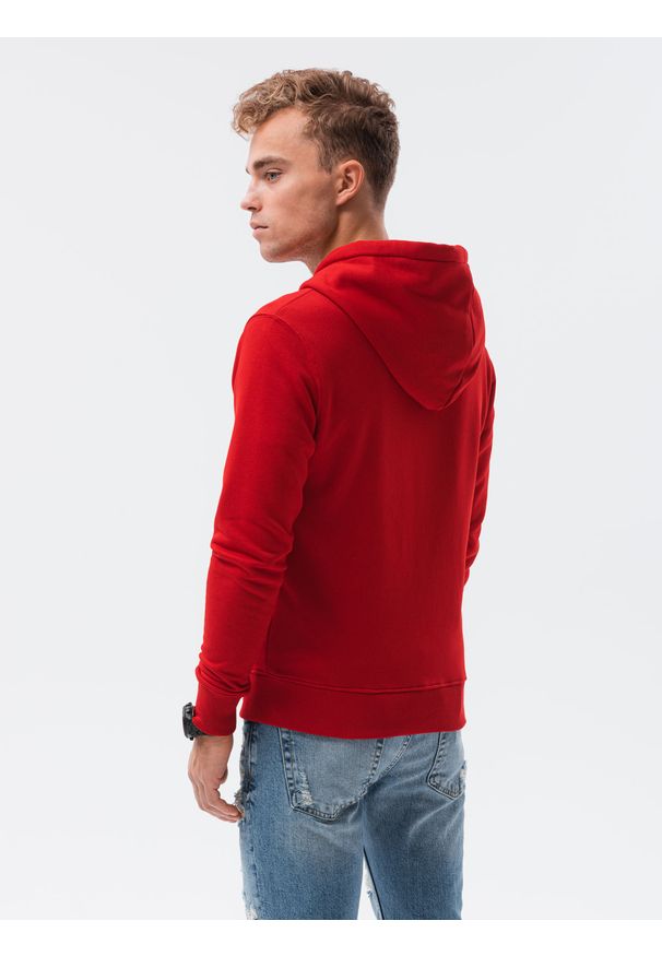 Ombre Clothing - Bluza męska rozpinana z kapturem B1223 - czerwona - XXL. Typ kołnierza: kaptur. Kolor: czerwony. Materiał: bawełna, poliester