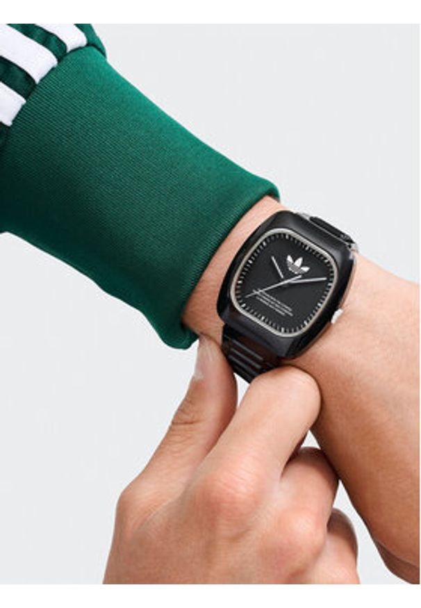 Adidas - adidas Zegarek Retro Wave Two AOSY24531 Czarny. Kolor: czarny. Materiał: syntetyk. Styl: retro