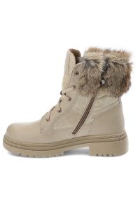 Beżowe Botki Armodo Ocieplane Obuwie Damskie. Okazja: na spacer. Kolor: beżowy. Materiał: zamsz, skóra. Szerokość cholewki: normalna. Sezon: zima. Styl: elegancki #3