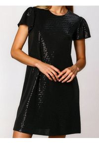 Sinsay - Sukienka mini z połyskującymi aplikacjami - czarny. Kolor: czarny. Wzór: aplikacja. Długość: mini #1