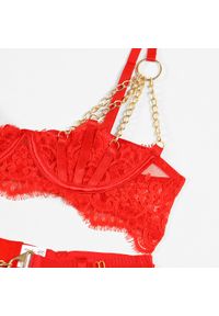 Intica - Komplet bielizny koronkowej z półmiseczkami na romantyczne wieczory Aikaterini. Kolor: czerwony. Materiał: koronka. Wzór: aplikacja, koronka #9
