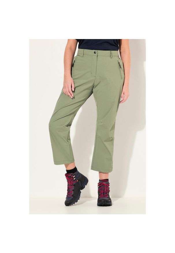 ULLA POPKEN - Damskie Spodnie funkcyjne 7/8 szybkoschnące wygodny pas. Kolekcja: plus size. Kolor: zielony. Materiał: elastan, poliamid, materiał. Długość: długie