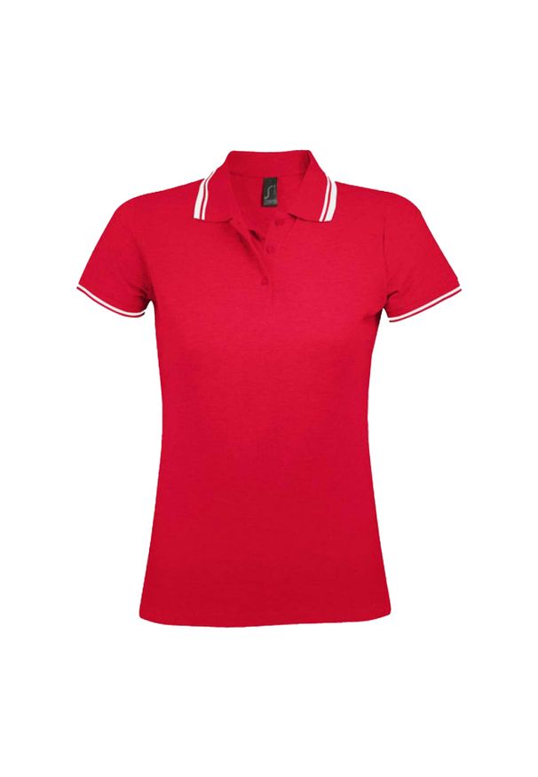 SOL'S - Damska Koszulka Polo Pasadena. Typ kołnierza: polo. Kolor: czerwony, wielokolorowy, biały