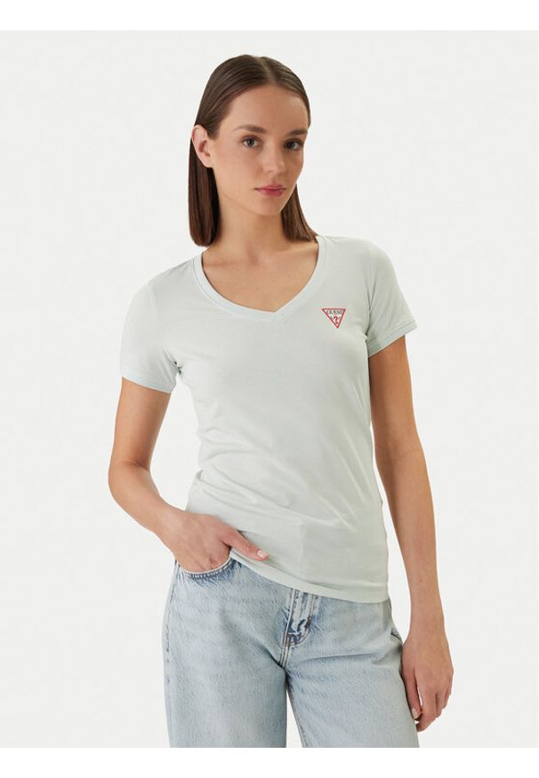 Guess T-Shirt W2YI45 J1314 Zielony Slim Fit. Kolor: zielony. Materiał: bawełna