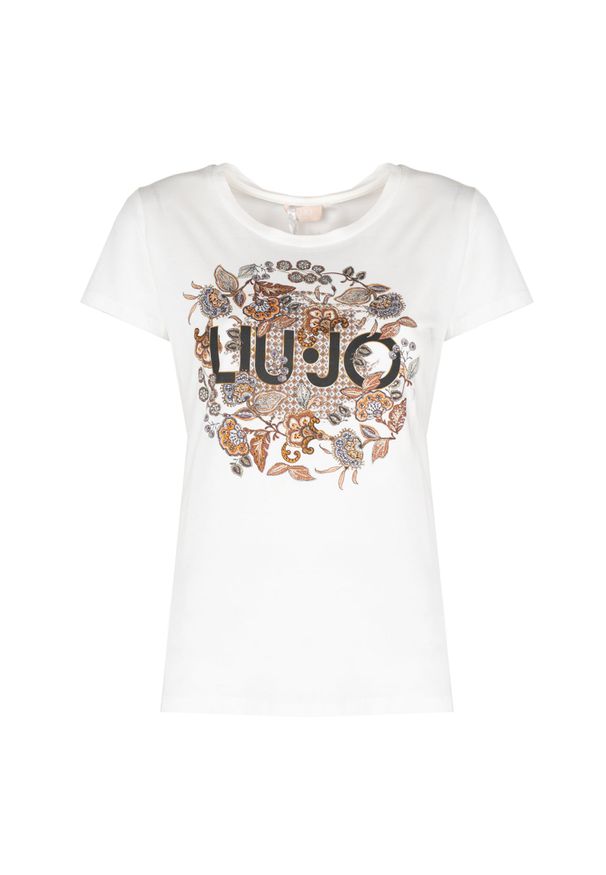 Liu Jo T-Shirt | WF2375 JS923 | Kobieta | Biały. Okazja: na co dzień. Kolor: biały. Materiał: bawełna. Długość: długie. Wzór: nadruk. Styl: klasyczny, elegancki, casual