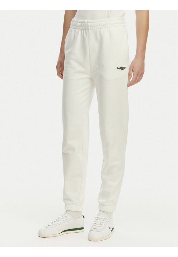 Lacoste Spodnie dresowe XF7604 Biały Regular Fit. Kolor: biały. Materiał: bawełna