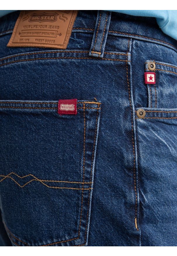 Big-Star - Jeansy męskie z prostą nogawką granatowe Toros 571. Okazja: na co dzień. Stan: podwyższony. Kolor: niebieski. Styl: klasyczny, casual, vintage, elegancki
