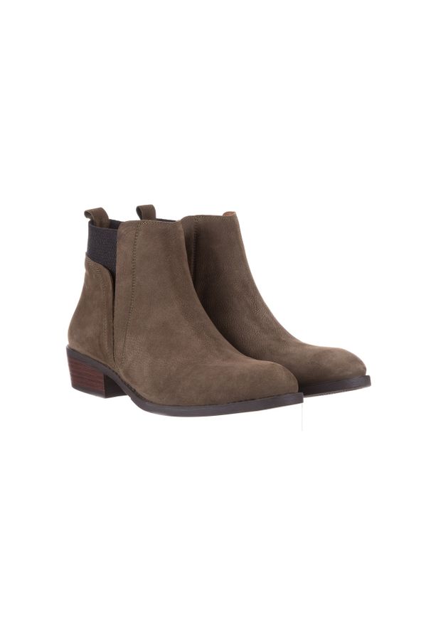 Botki Bayla-161 061-2004 Khaki, Zielony, Skóra naturalna. Okazja: na co dzień. Kolor: zielony. Materiał: skóra. Szerokość cholewki: normalna. Sezon: zima, jesień. Obcas: na obcasie. Styl: casual. Wysokość obcasa: średni