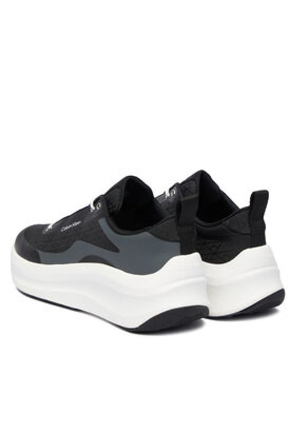 Calvin Klein Sneakersy Chunky Runner Laceup Mix Aop YW0YW02077 Czarny. Kolor: czarny. Materiał: materiał