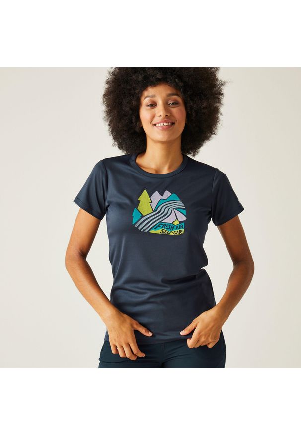 Regatta - Fingal VIII damska koszulka. Kolor: niebieski. Materiał: tkanina. Sport: turystyka piesza