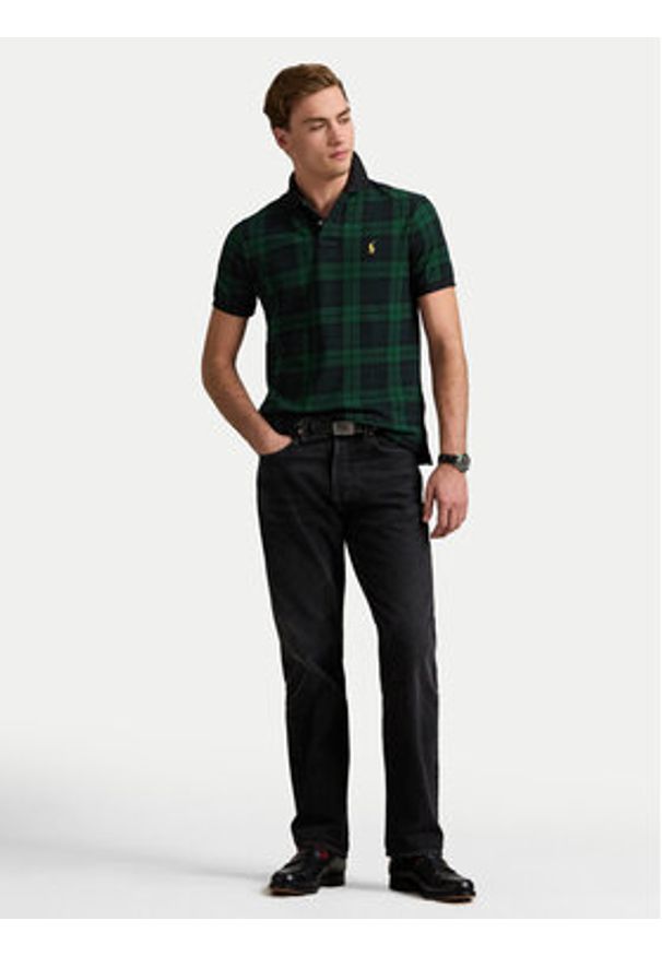 Polo Ralph Lauren Polo 710962013001 Zielony Custom Slim Fit. Typ kołnierza: polo. Kolor: zielony. Materiał: bawełna