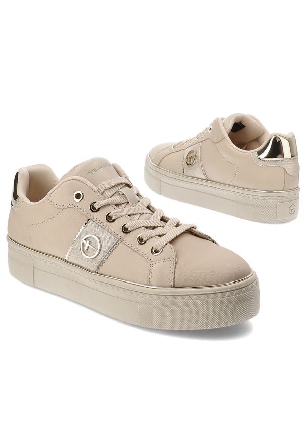 Beżowe Sneakersy Tamaris Modne Obuwie Damskie. Okazja: na co dzień. Kolor: beżowy. Materiał: skóra