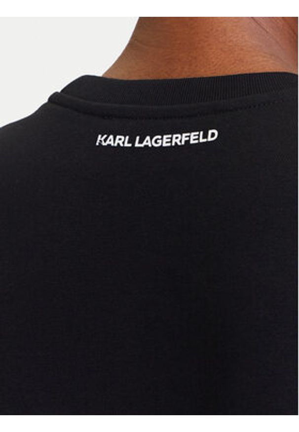 Karl Lagerfeld - KARL LAGERFELD Bluza A3W20010 Czarny Regular Fit. Typ kołnierza: dekolt w karo. Kolor: czarny. Materiał: bawełna