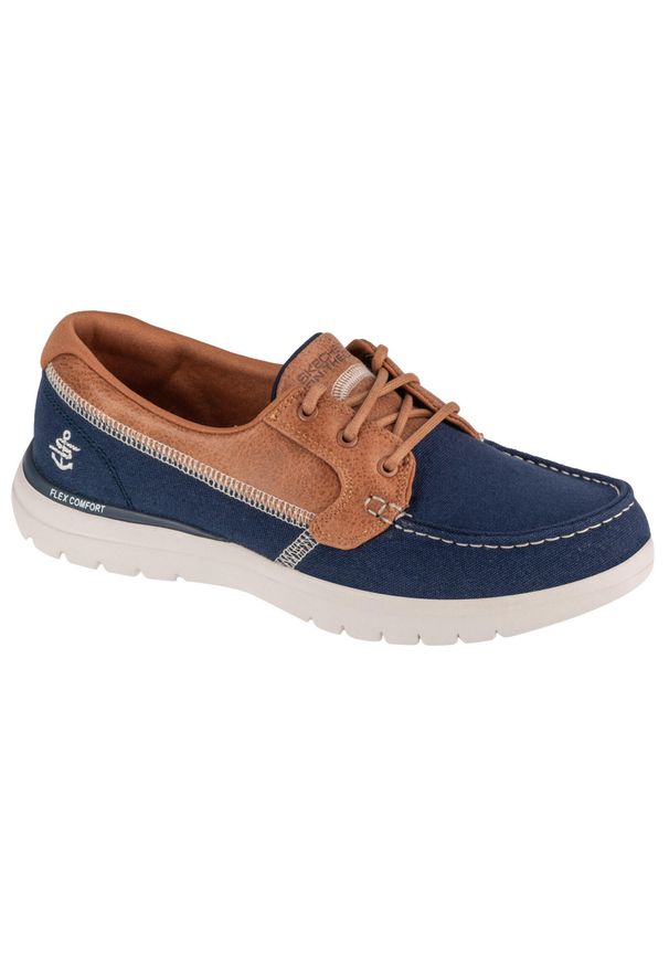 skechers - Buty do chodzenia damskie Skechers On The Go Flex Embark. Kolor: niebieski. Materiał: materiał, tkanina. Szerokość cholewki: normalna. Sport: turystyka piesza
