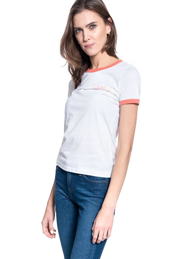 Lee - T-SHIRT DAMSKI LEE RINGER TEE BRIGHT WHITE L40PEPLJ 112108662