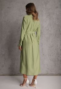 Renee - Zielona Sukienka z Wiskozą o Koszulowym Kroju z Wiązanym Paskiem Rissanni. Kolor: zielony. Materiał: wiskoza. Typ sukienki: koszulowe. Styl: elegancki, klasyczny #4