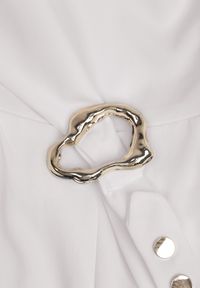 Renee - Biały Kombinezon Elegancki z Długimi Nogawkami z Paskiem i Elegancką Klamrą Laliore. Kolor: biały. Długość: długie. Styl: elegancki #3