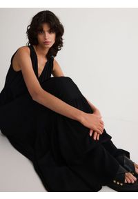 Reserved - Sukienka z wiskozy - czarny. Kolor: czarny. Materiał: wiskoza