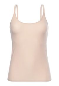 Chantelle Top Soft Stretch C10620 Beżowy Slim Fit. Kolor: beżowy. Materiał: syntetyk