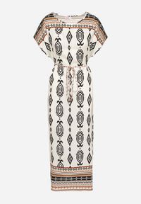 Born2be - Biała Pudełkowa Sukienka z Wiskozy w Etniczny Wzór Mirosela. Okazja: na co dzień. Kolor: biały. Materiał: wiskoza. Długość rękawa: krótki rękaw. Styl: elegancki, casual, klasyczny #6