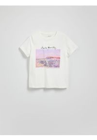 Reserved - T-shirt z nadrukiem - biały. Kolor: biały. Materiał: bawełna. Wzór: nadruk #1