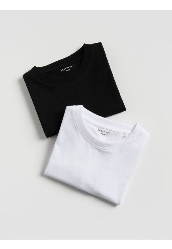 Reserved - Bawełniany t-shirt basic 2 pack - biały. Kolor: biały. Materiał: bawełna