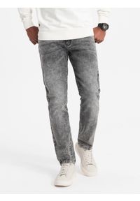 Ombre Clothing - Spodnie męskie jeansowe STRAIGHT LEG - szare V4 OM-PADP-0133 - XXL. Kolor: szary. Materiał: jeans. Styl: klasyczny