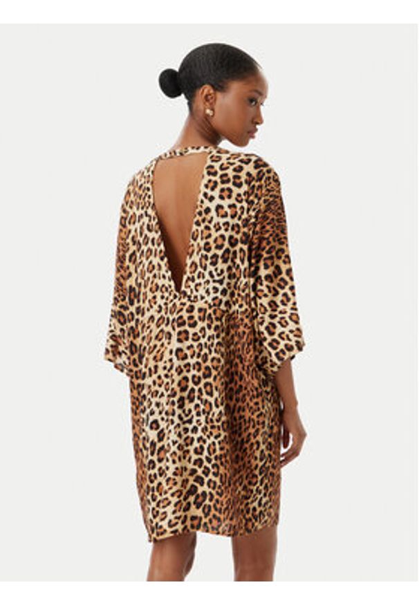 LOLA CASADEMUNT Sukienka letnia LS2616015 Brązowy Regular Fit. Kolor: brązowy. Materiał: wiskoza. Sezon: lato