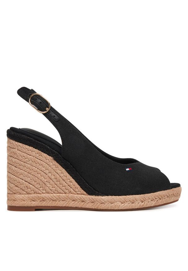 TOMMY HILFIGER - Tommy Hilfiger Espadryle Flag High Wedge Espad Slingback FW0FW09343 Czarny. Kolor: czarny. Materiał: materiał