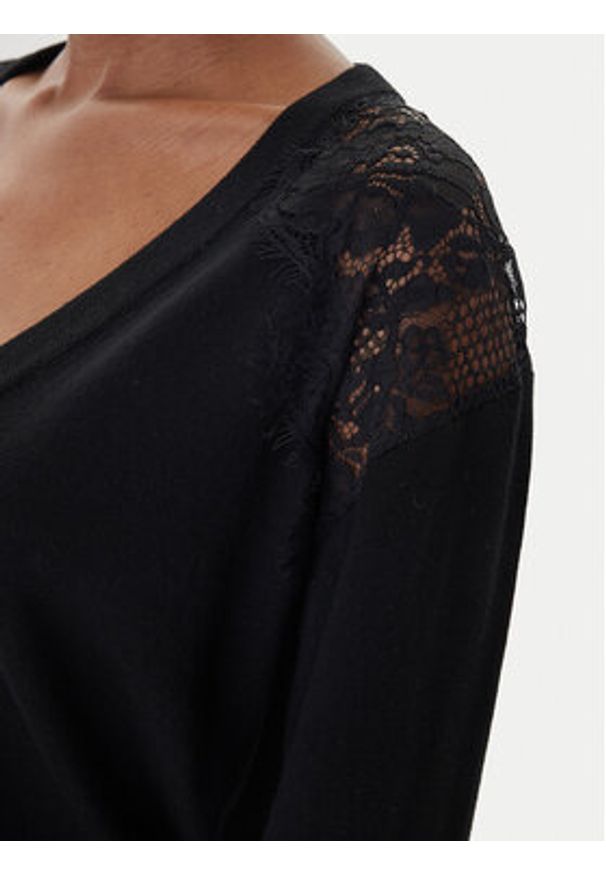 ICONA Sweter RI5NT074 Czarny Regular Fit. Kolor: czarny. Materiał: wełna