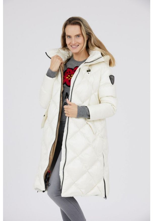 Blauer USA - BLAUER Puchowy płaszcz damski Kay w kolorze ecru. Kolor: biały. Materiał: poliamid