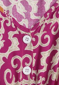 Born2be - Fioletowa Bawełniana Sukienka z Dekoltem w Serek Zapinana na Guziki z Gumką w Pasie Kelea. Okazja: na co dzień. Typ kołnierza: dekolt w serek. Kolor: fioletowy. Materiał: bawełna. Typ sukienki: proste. Styl: wizytowy, casual, klasyczny, elegancki #8