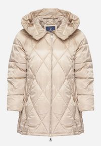 Born2be - Jasnobeżowa Pikowana Kurtka z Rozcięciami na Napy i z Kapturem ze Ściągaczami Letamira. Okazja: na co dzień. Typ kołnierza: kaptur. Kolekcja: plus size. Kolor: beżowy. Materiał: jeans. Długość rękawa: długi rękaw. Długość: długie. Styl: elegancki, casual #7