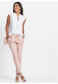 bonprix - Spodnie lniane. Kolor: różowy. Materiał: len. Sezon: lato #2