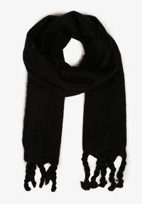 Born2be - Czarny Szalik Wykończony Frędzlami Nomilia. Kolor: czarny. Materiał: wełna. Styl: klasyczny, elegancki #3
