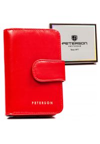 Portfel damski Peterson PTN 009-BH czerwony. Kolor: czerwony. Materiał: skóra ekologiczna. Wzór: aplikacja #1