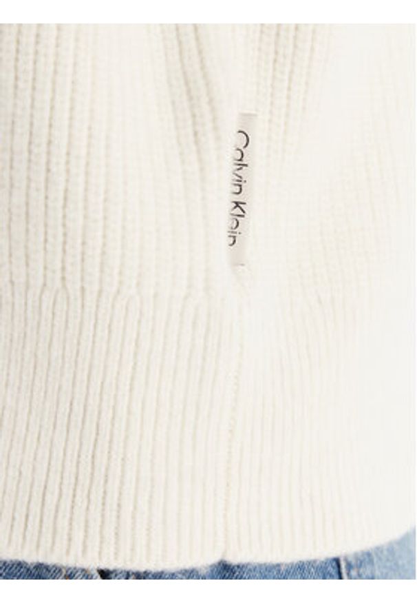 Calvin Klein Jeans Sweter Woolen Stitch LV044D372G Biały Regular Fit. Kolor: biały. Materiał: syntetyk