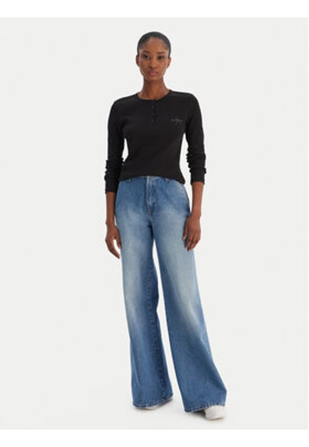 Calvin Klein Jeans Bluzka LV047E201G Czarny Regular Fit. Kolor: czarny. Materiał: bawełna