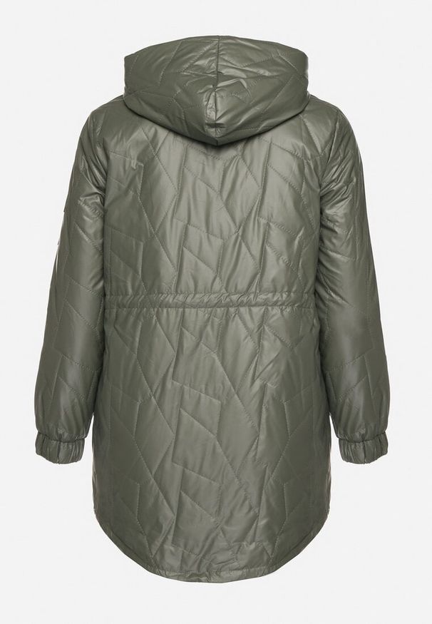 Born2be - Jasnozielona Kurtka Pikowana Parka z Nieodpinanym Kapturem Oferra. Kolekcja: plus size. Kolor: zielony