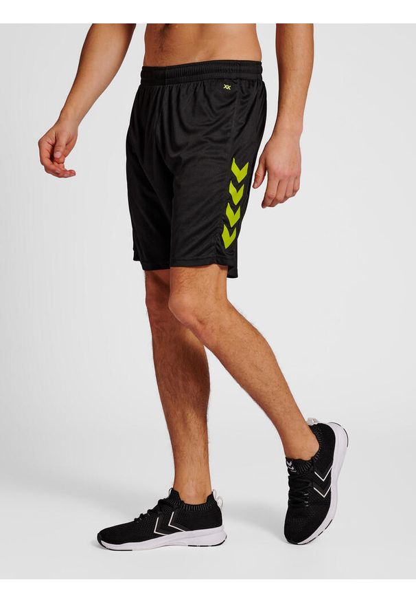 Spodenki piłkarskie męskie Hummel Core XK Poly Shorts. Kolor: żółty, wielokolorowy, czarny. Sport: piłka nożna