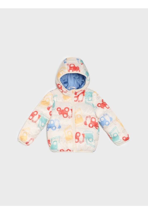 Sinsay - Pikowana kurtka puffer z kapturem - kremowy. Typ kołnierza: kaptur. Kolor: kremowy