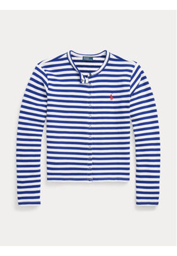 Polo Ralph Lauren Kardigan 211942806001 Niebieski Slim Fit. Typ kołnierza: polo. Kolor: niebieski. Materiał: bawełna