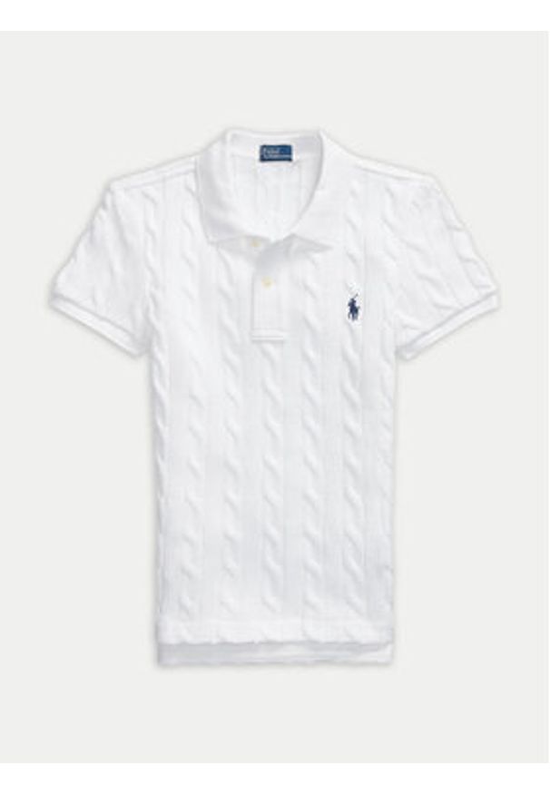 Polo Ralph Lauren Polo Logo Embroidery Braided Polo Shirt 211943010001 Biały Slim Fit. Typ kołnierza: polo. Kolor: biały. Materiał: bawełna