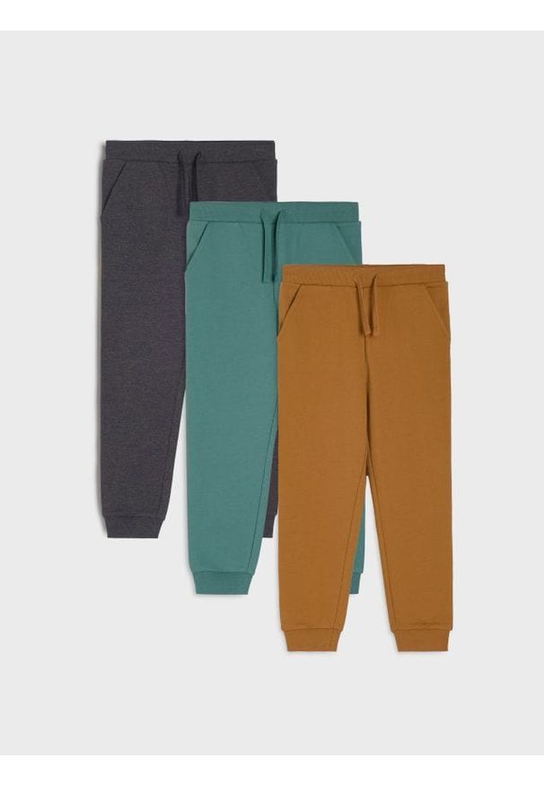 Sinsay - Spodnie slim 3 pack - brązowy. Kolor: brązowy
