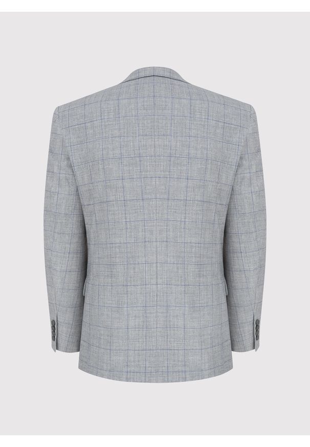 Pako Lorente - PAKO LORENTE – Szara marynarka w niebieską kratę. Kolor: wielokolorowy, niebieski, szary. Materiał: poliester, elastan, wiskoza. Wzór: kratka. Styl: klasyczny