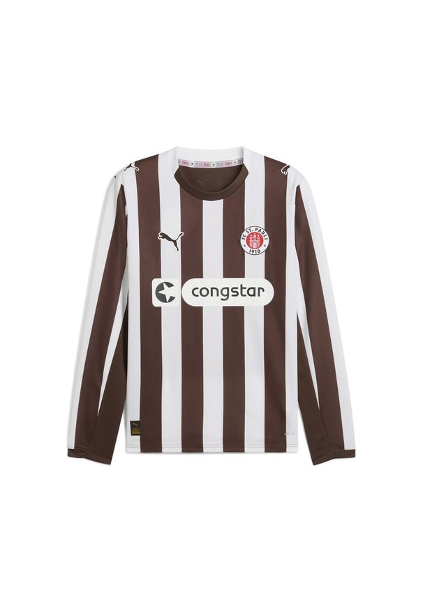 Puma - Męska koszulka domowa FC St. Pauli 25/26 z długim rękawem PUMA. Kolor: biały, wielokolorowy, brązowy. Długość rękawa: długi rękaw. Długość: długie